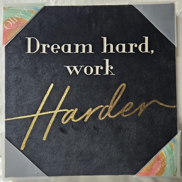 Dream Hard, Work Harder Canvas Wall Art NWT - Picture 1 of 3